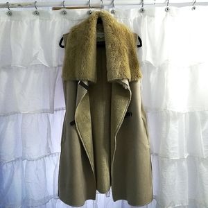 Calvin Klein Faux Fur Lined Suede Vest Jacket